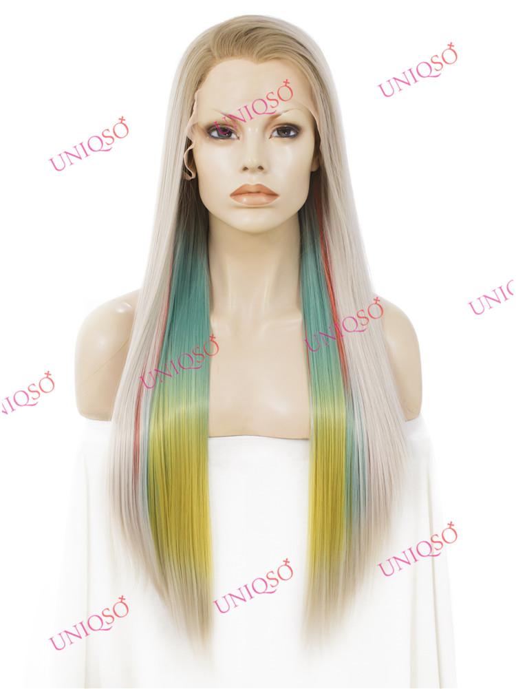 Premium Wig - Strawberry Blonde with Aqua Mint Under Lights Lace Front Wig-Lace Front Wig-UNIQSO UK