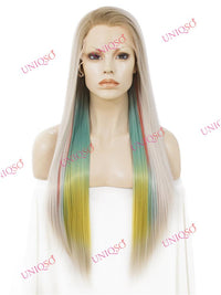 Premium Wig - Strawberry Blonde with Aqua Mint Under Lights Lace Front Wig-Lace Front Wig-UNIQSO UK