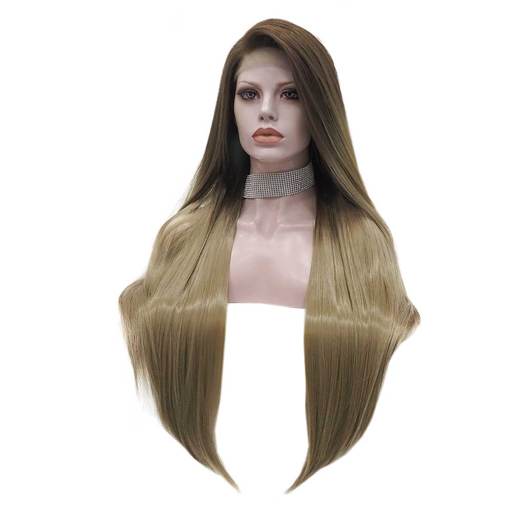 Premium Wig - Two-tone Tortilla Brown Long Straight Lace Front Wig-Lace Front Wig-UNIQSO UK