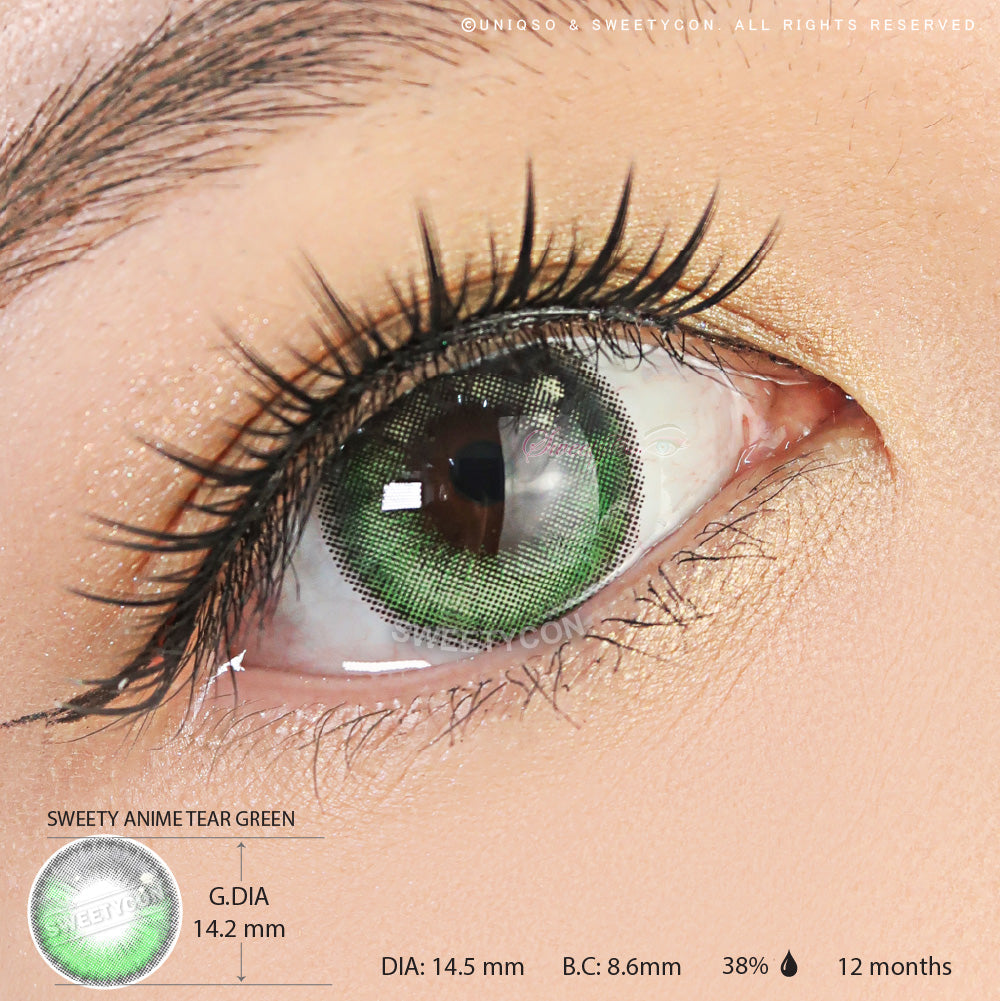 Sweety Anime Tear Green (1 lens/pack)-Colored Contacts-UNIQSO UK