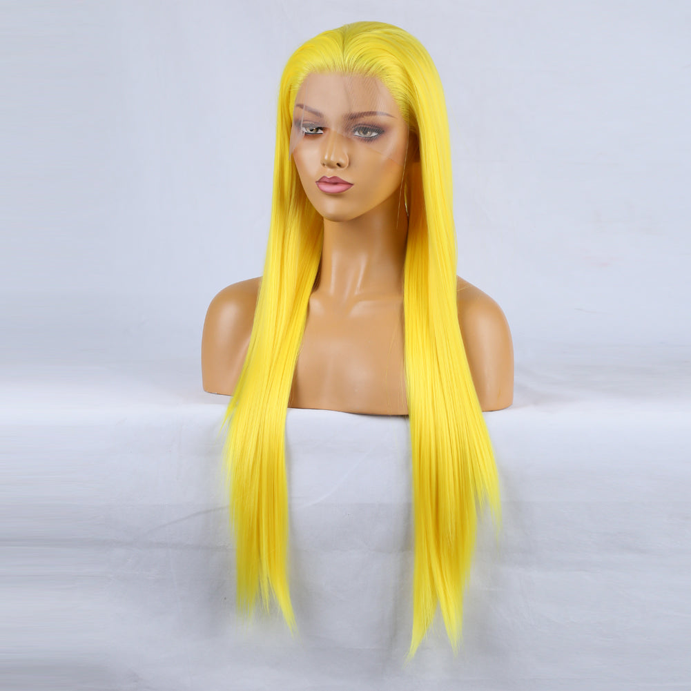 Tempting Yellow Front Lace Long Bangs-Lace Front Wig-UNIQSO UK