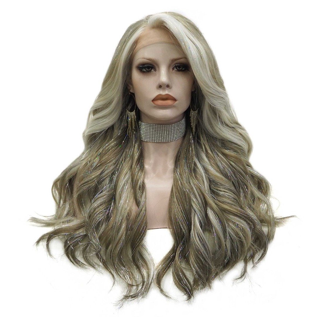 Premium Wig - Long Tinsel Grey Ombre Lace Front Wig-Lace Front Wig-UNIQSO