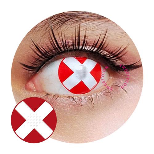 Sweety Crazy White Cross Red Eye (1 lens/pack)-Crazy Contacts-UNIQSO