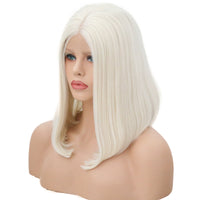 White Pearl Velvet Front Lace Bob Wig-Lace Front Wig-UNIQSO UK