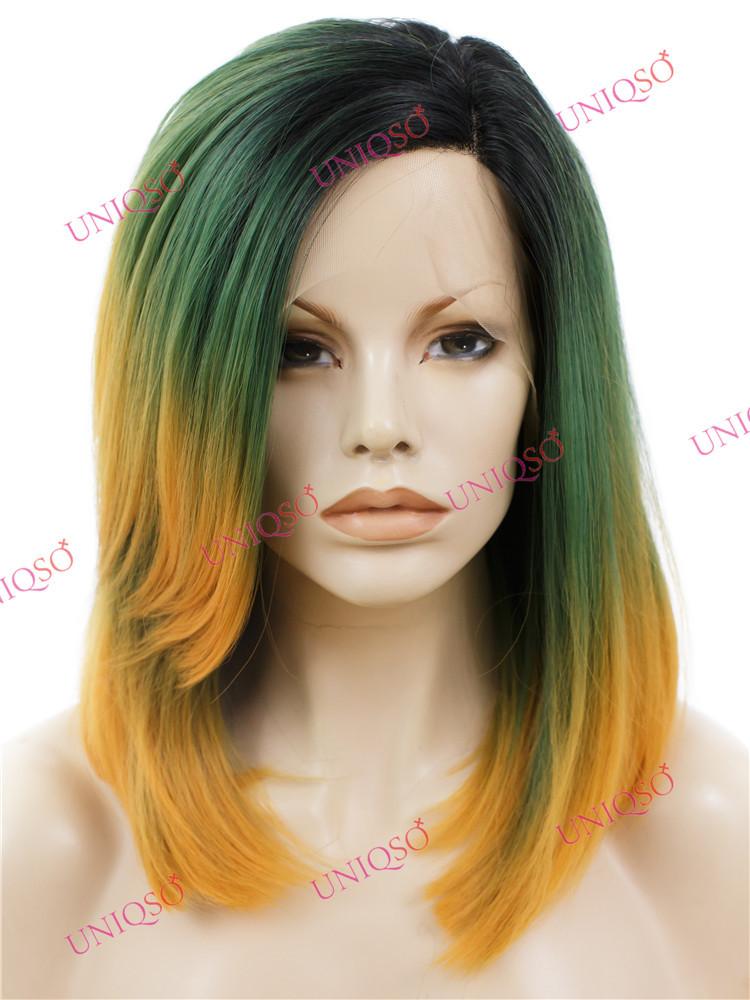 Premium Wig - Dip Dye Turquoise Ombre Lace Wig-Lace Front Wig-UNIQSO